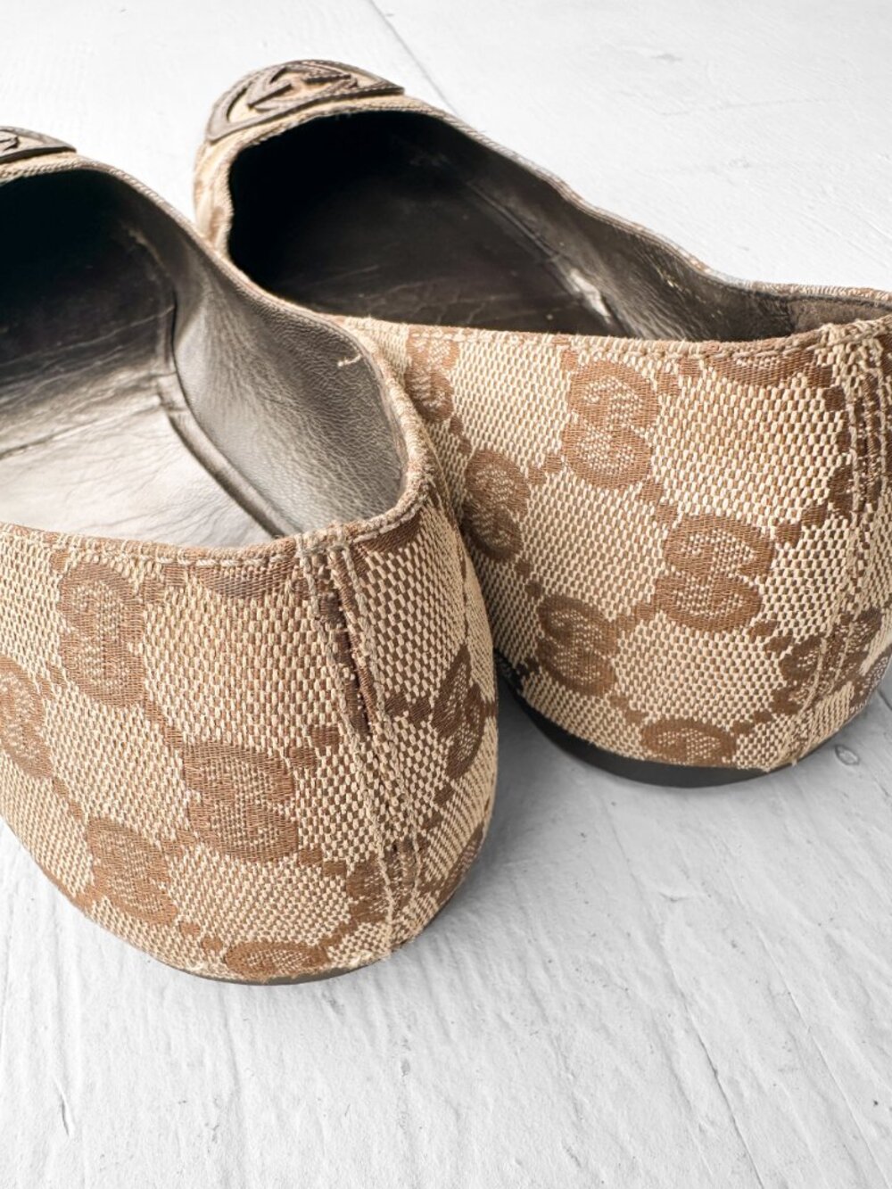 Gucci GG Monogram Canvas Ballet Flats - Size 8.5 - Picture 3 of 6